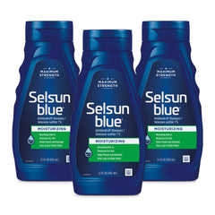 Selsun Blue bottle with aloe for moisturized hair and dandruff care