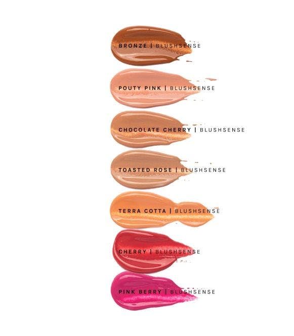 BlushSense Pink Berry swatch on cheek shows buildable color depth