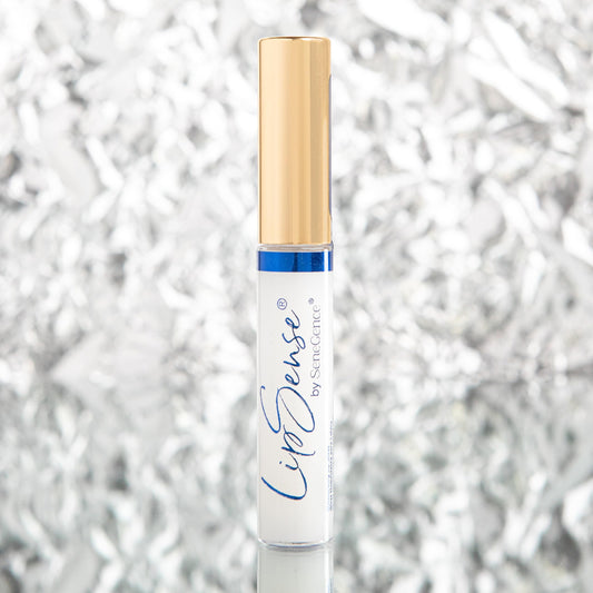 Close-up of LipSense moisturizing gloss highlighting hydration and smooth lips