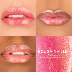 SeneGence LipSense Moisturizing Gloss swatches show glossy, pearl, and satin finishes
