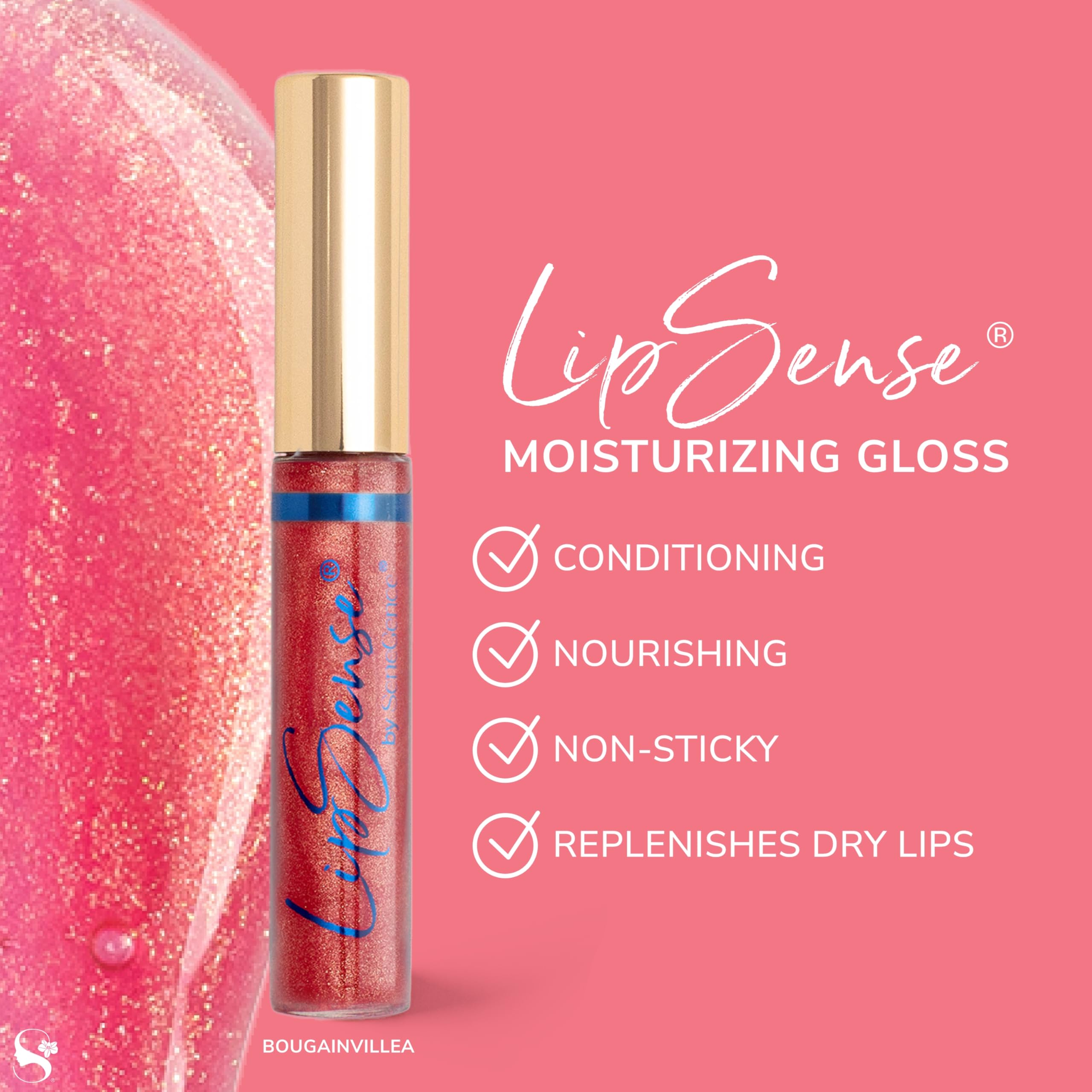 SeneGence LipSense Moisturizing Gloss features shea butter and vitamin E for softness
