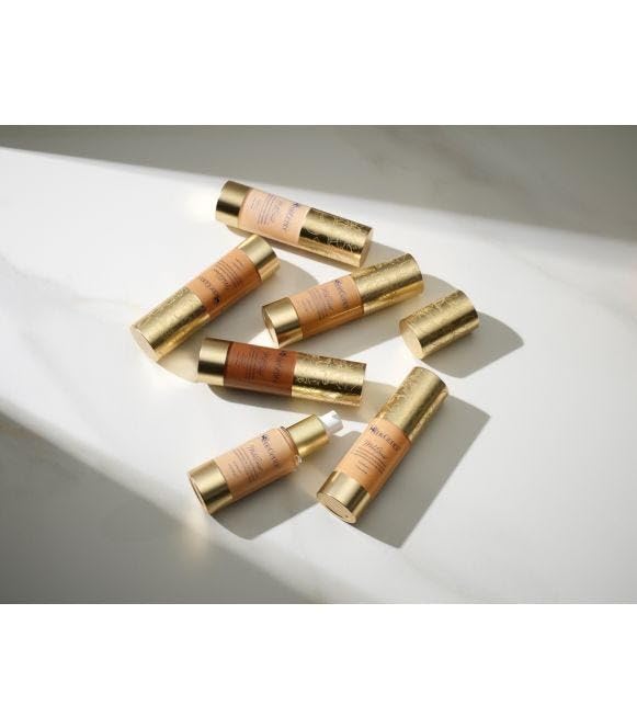 Apply SeneGence MakeSense with brush for lightweight buildable coverage