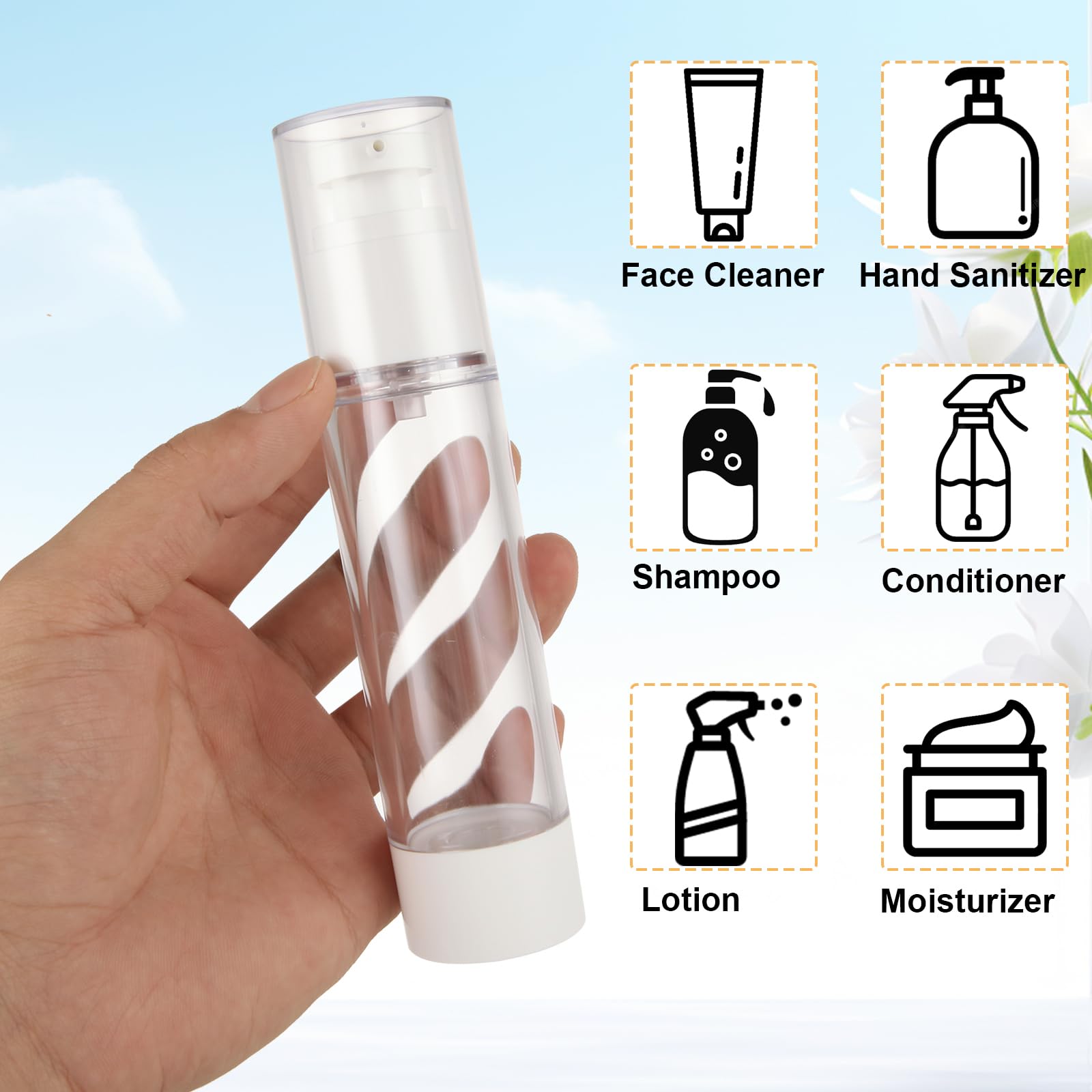 SENENQU refillable cosmetic container with clear view of contents.