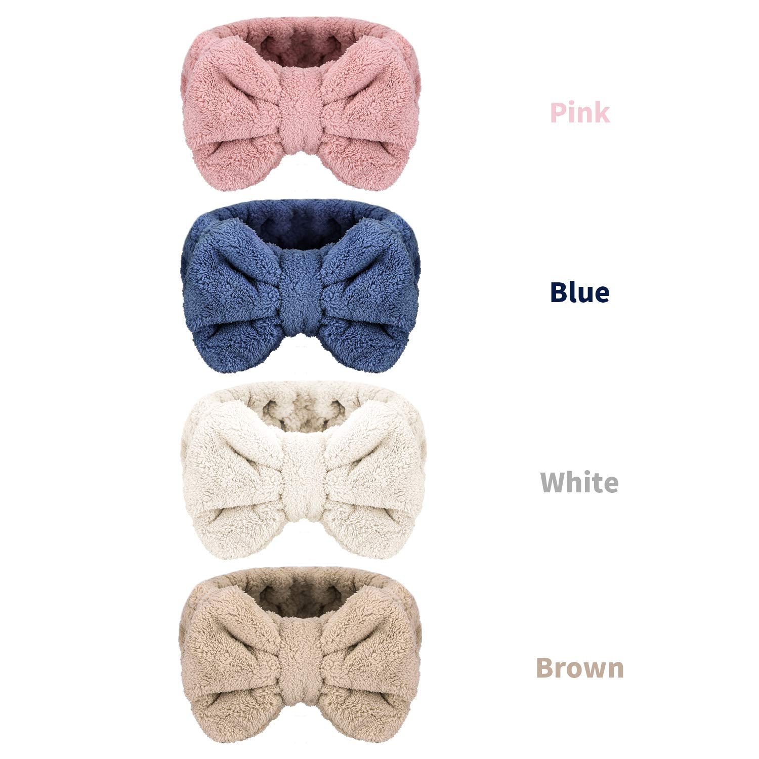 Senkary four-pack blue headband highlights soft material ideal for makeup removal.