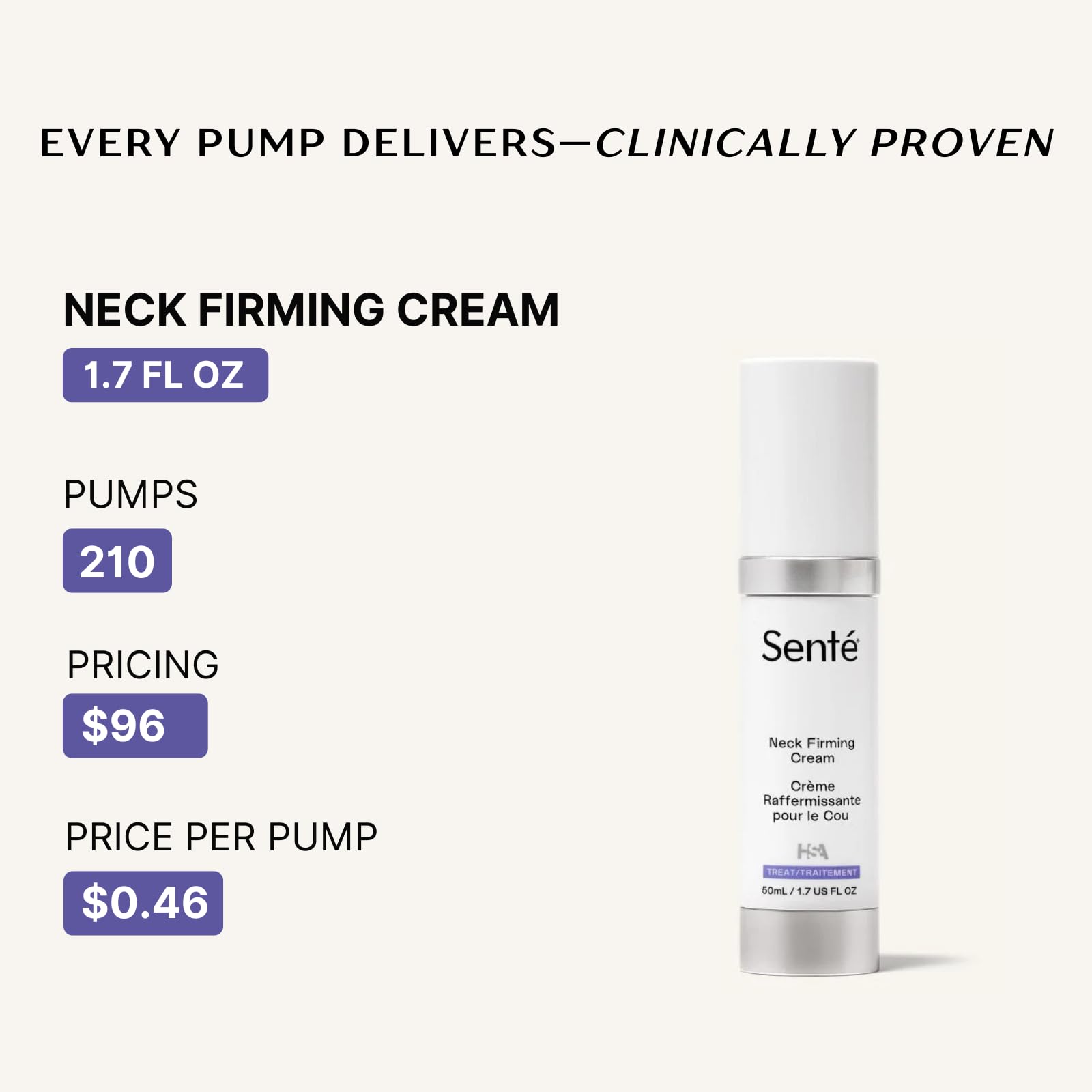 Sente crepey neck skin improved with visibly even texture.