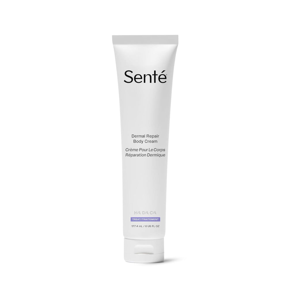 Sente Dermal Repair Body Cream bottle delivering deep hydration for dry skin.