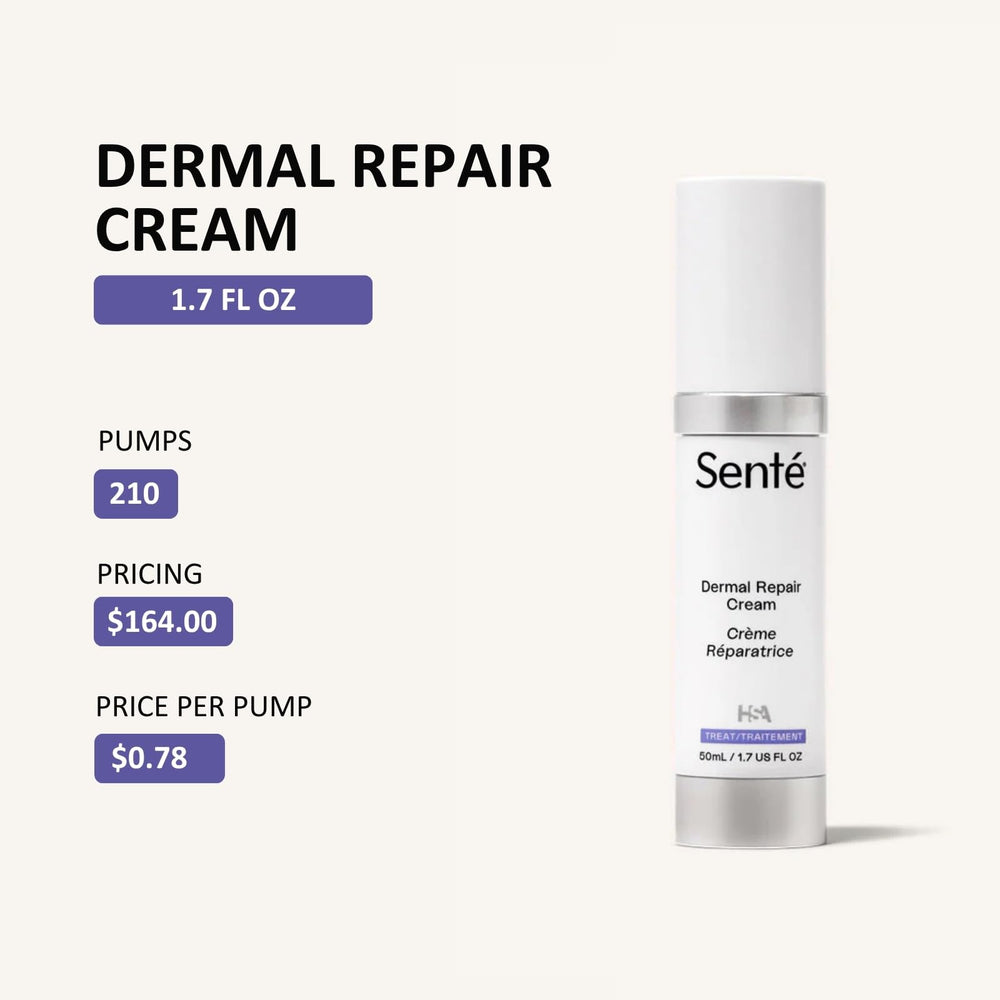 Sente Dermal Repair Cream packaging showcasing brand and product