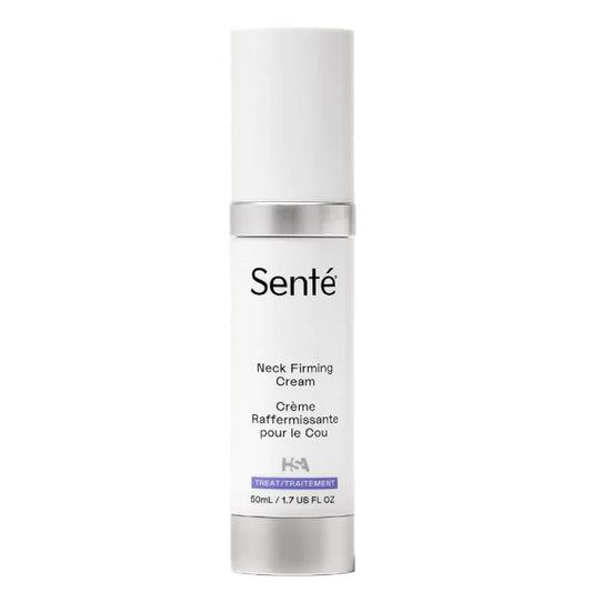 Sente Firming Neck Cream being applied to the neck for smoother skin.