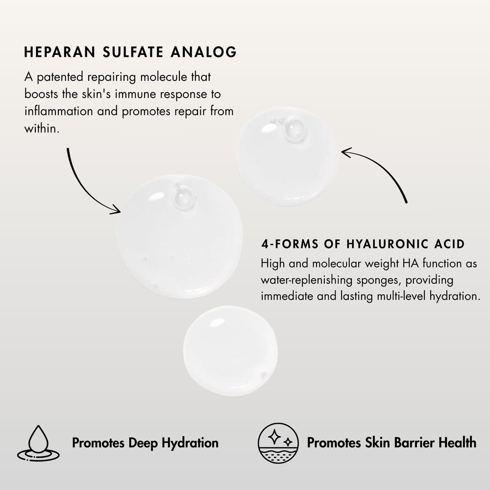 Sente Hydrate+ Serum applying motion illustrating light, non-greasy absorption.