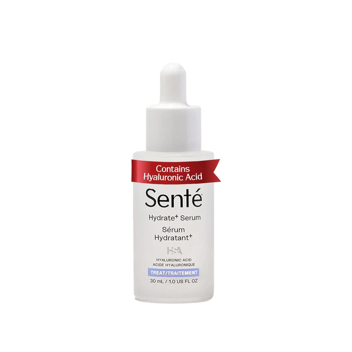 Sente Hydrate+ Serum bottle front view for instant hydration.