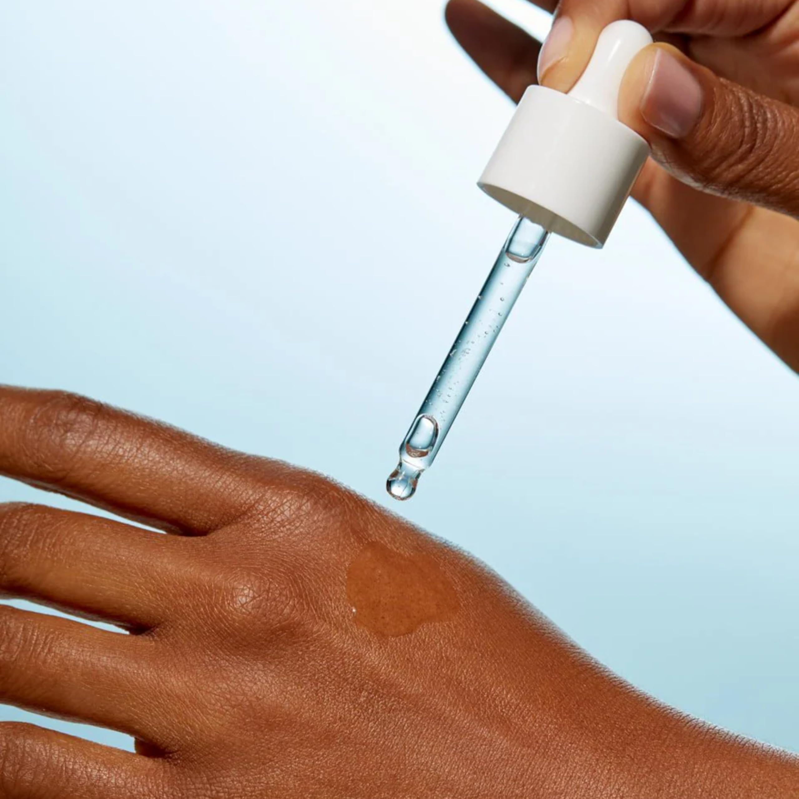 Sente Hydrate+ Serum on clean skin close-up showing calm, comfortable finish.