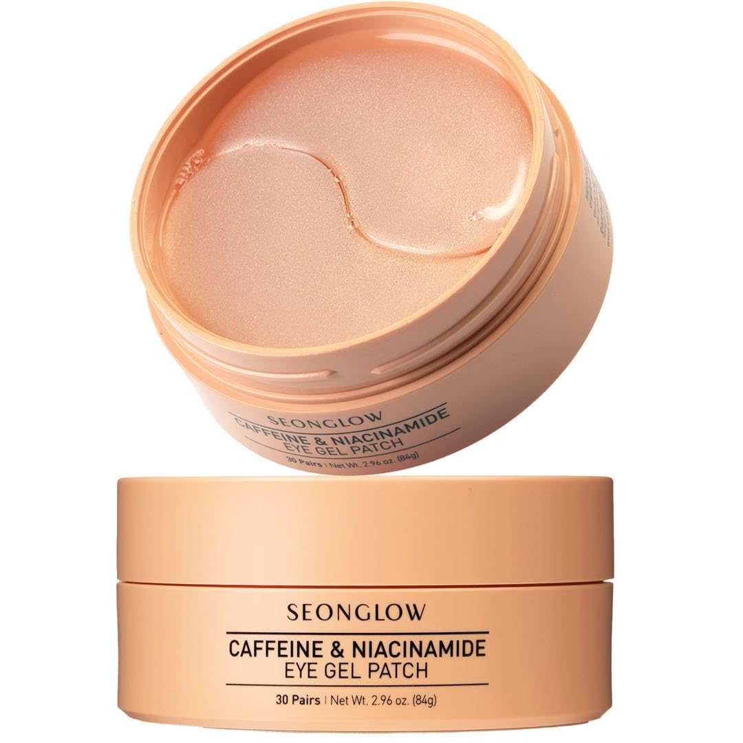 SEONGLOW caffeine under eye patches packaging for easy on-the-go use