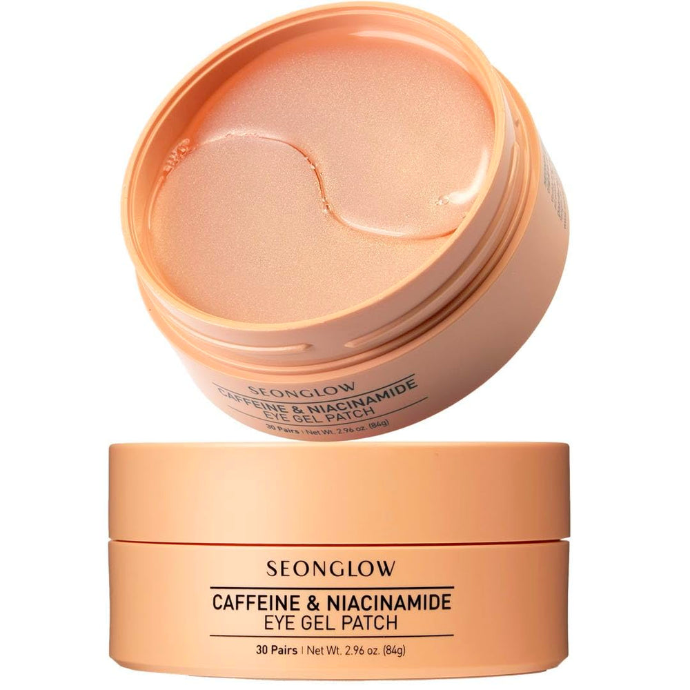 SEONGLOW caffeine under eye patches packaging for easy on-the-go use