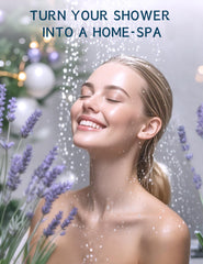 SEONNIX lavender steamers resting on shower floor for effortless relaxation