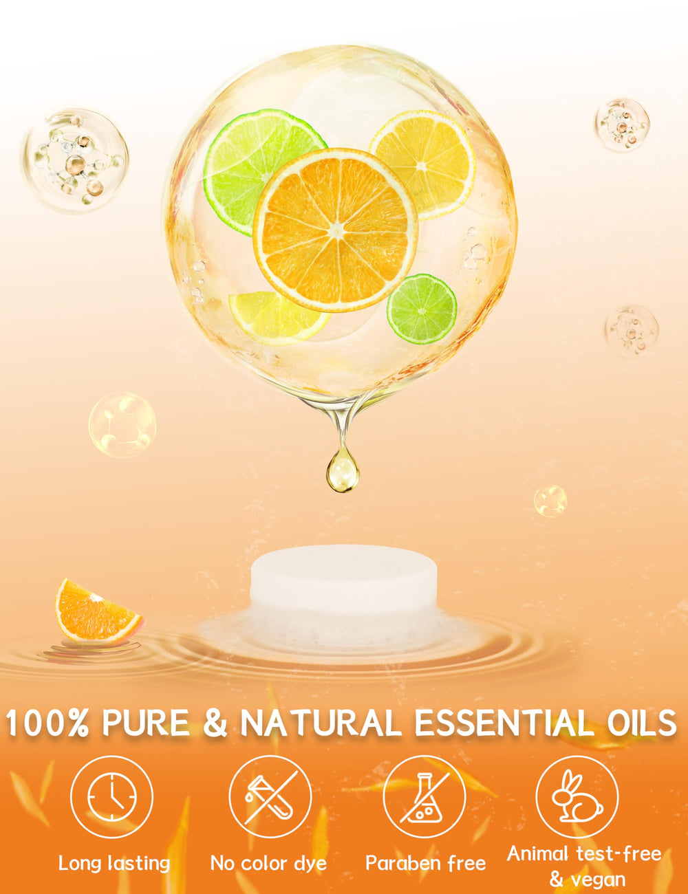 SEONNIX Tangerine Lemon essential oils bottle highlights natural ingredients