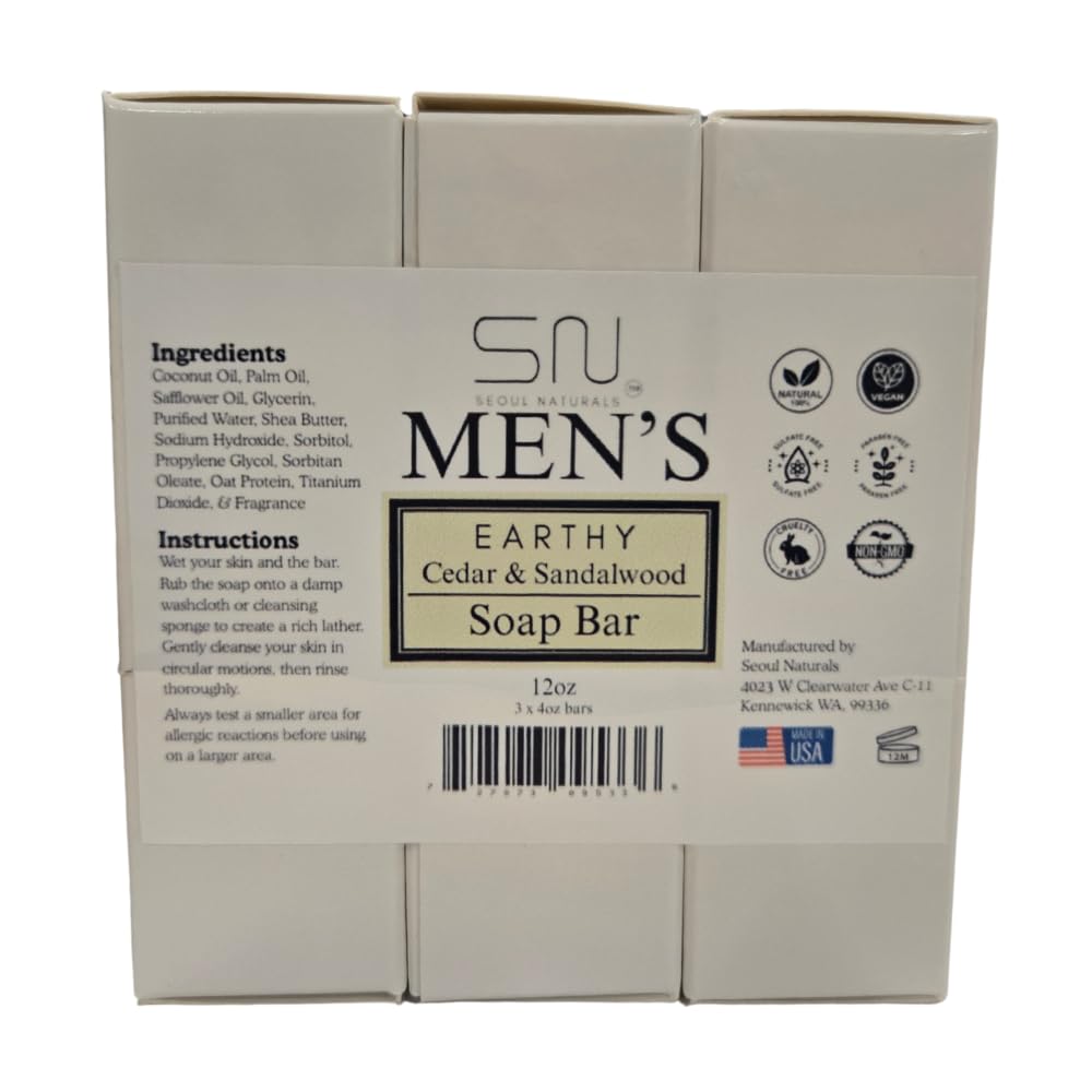 Seoul Naturals men's cedar-sandalwood soap close-up for a refreshing cleanse