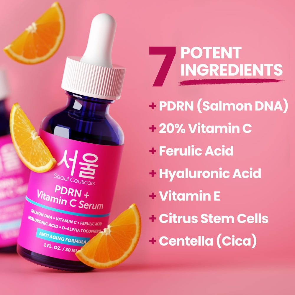 SeoulCeuticals PDRN Serum amber bottle emphasizes radiance potential.