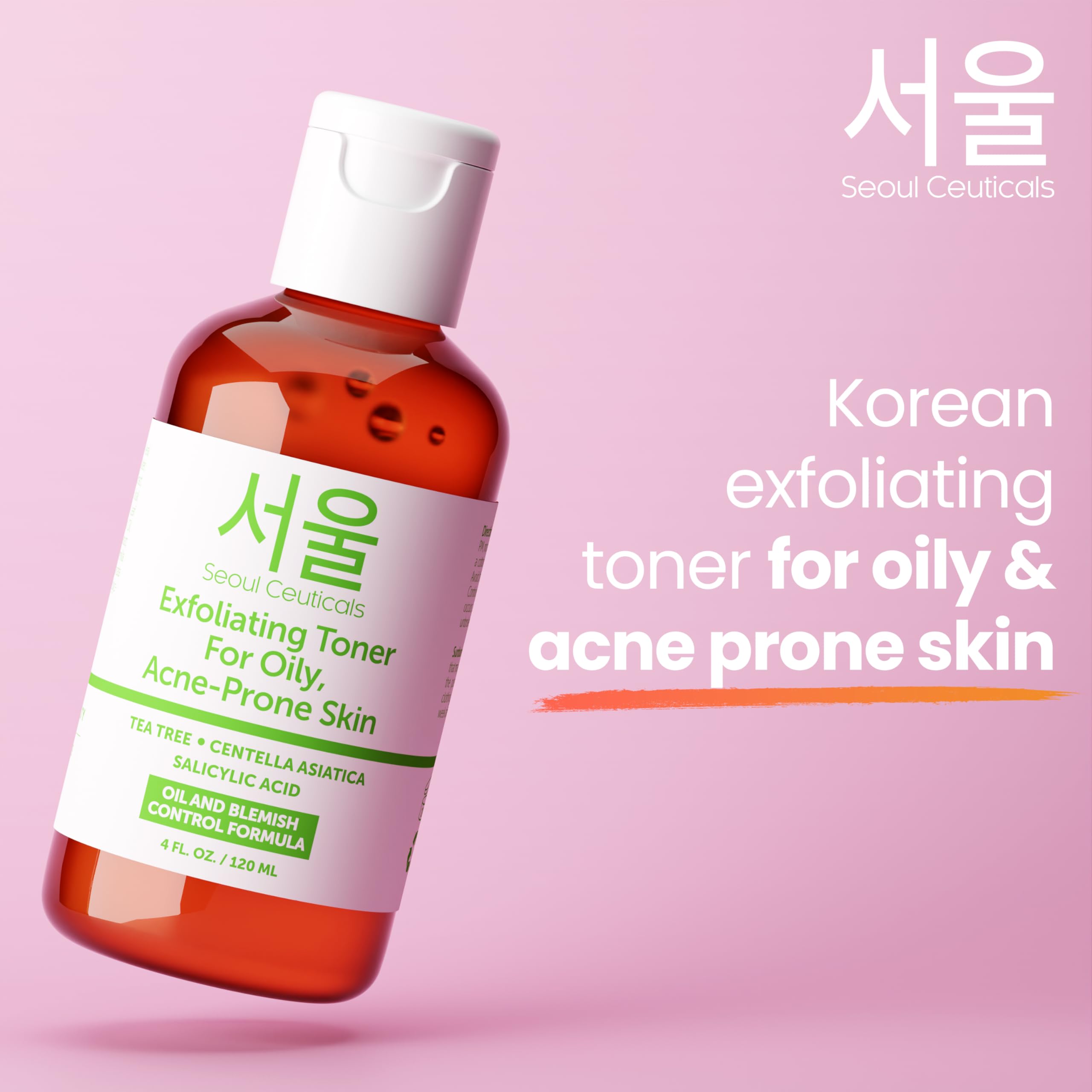 SeoulCeuticals bottle shown as alcohol-free cleansing solution.