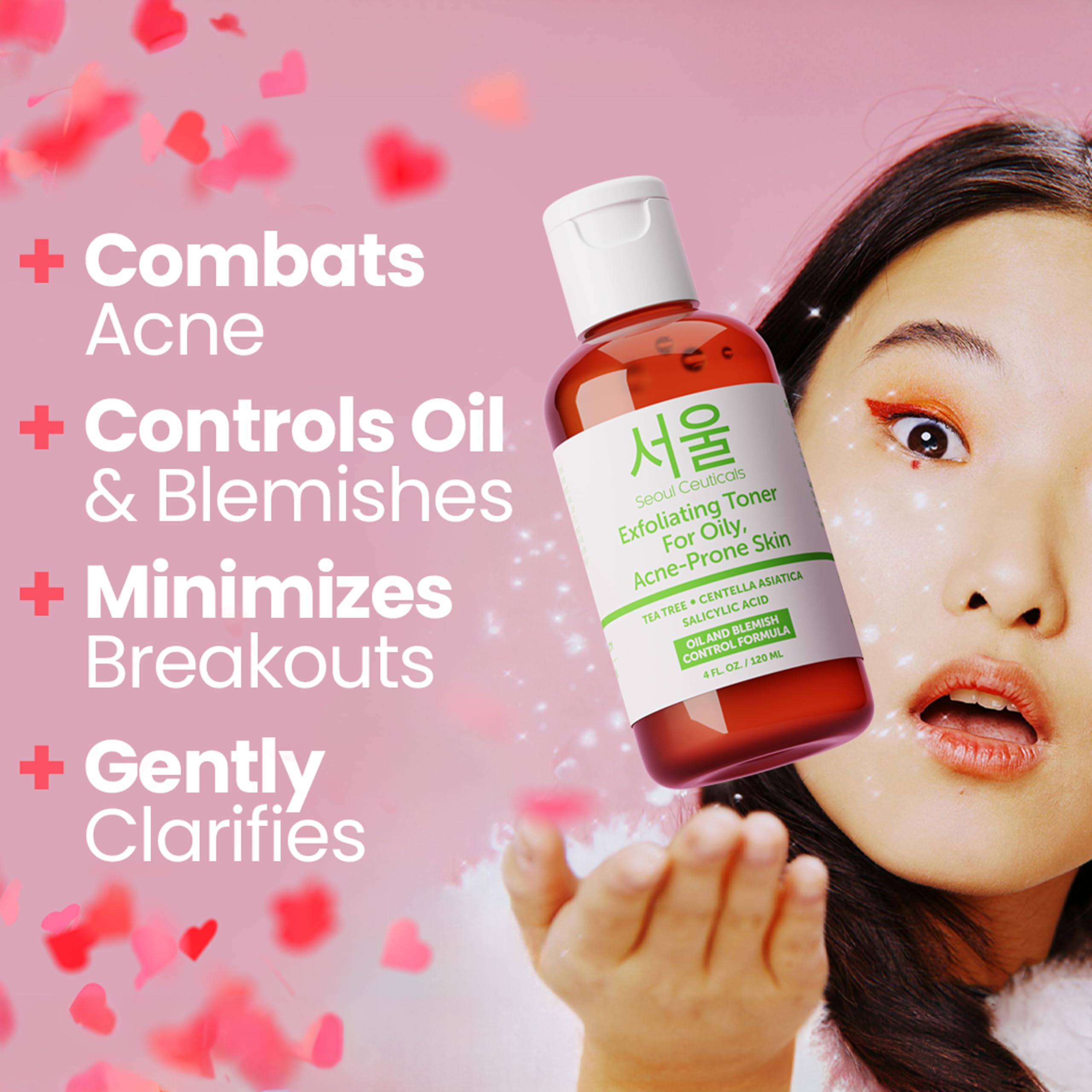 SeoulCeuticals toner packaging highlights unscented, vegan-friendly formula.