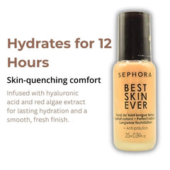 SEPHORA Best Skin Ever foundation application detail showcases long-wear hydration.