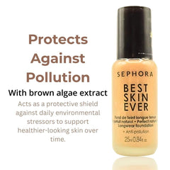 SEPHORA Best Skin Ever bottle closeup on skin shows natural finish and smooth texture.