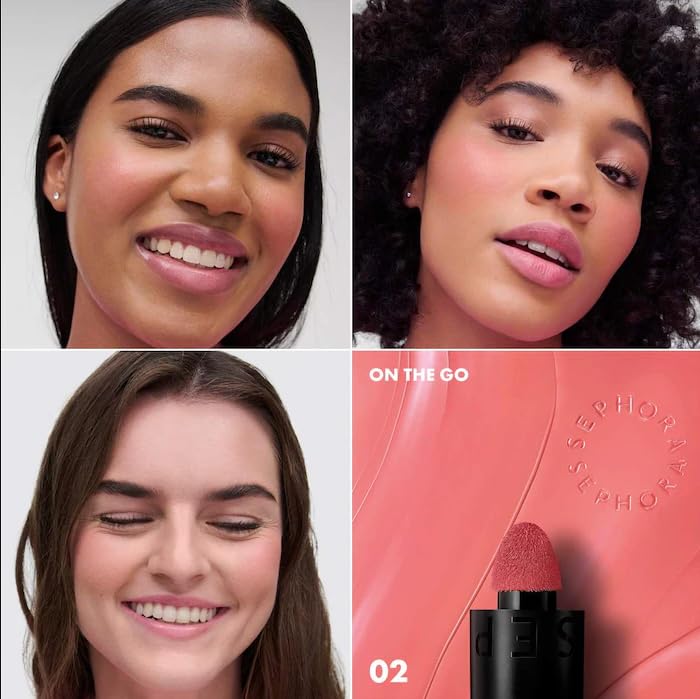 SEPHORA Blush & Go matte-finish cushion applicator provides easy, precise color for lips and cheeks.