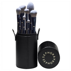 SEPHORA Collection pro brush set in a black leatherette case, portable protection for on-the-go makeup