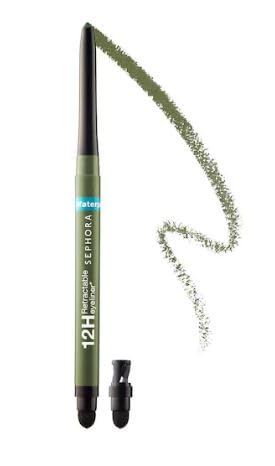SEPHORA Collection waterproof retractable eyeliner in matte olive green for all-day definition.