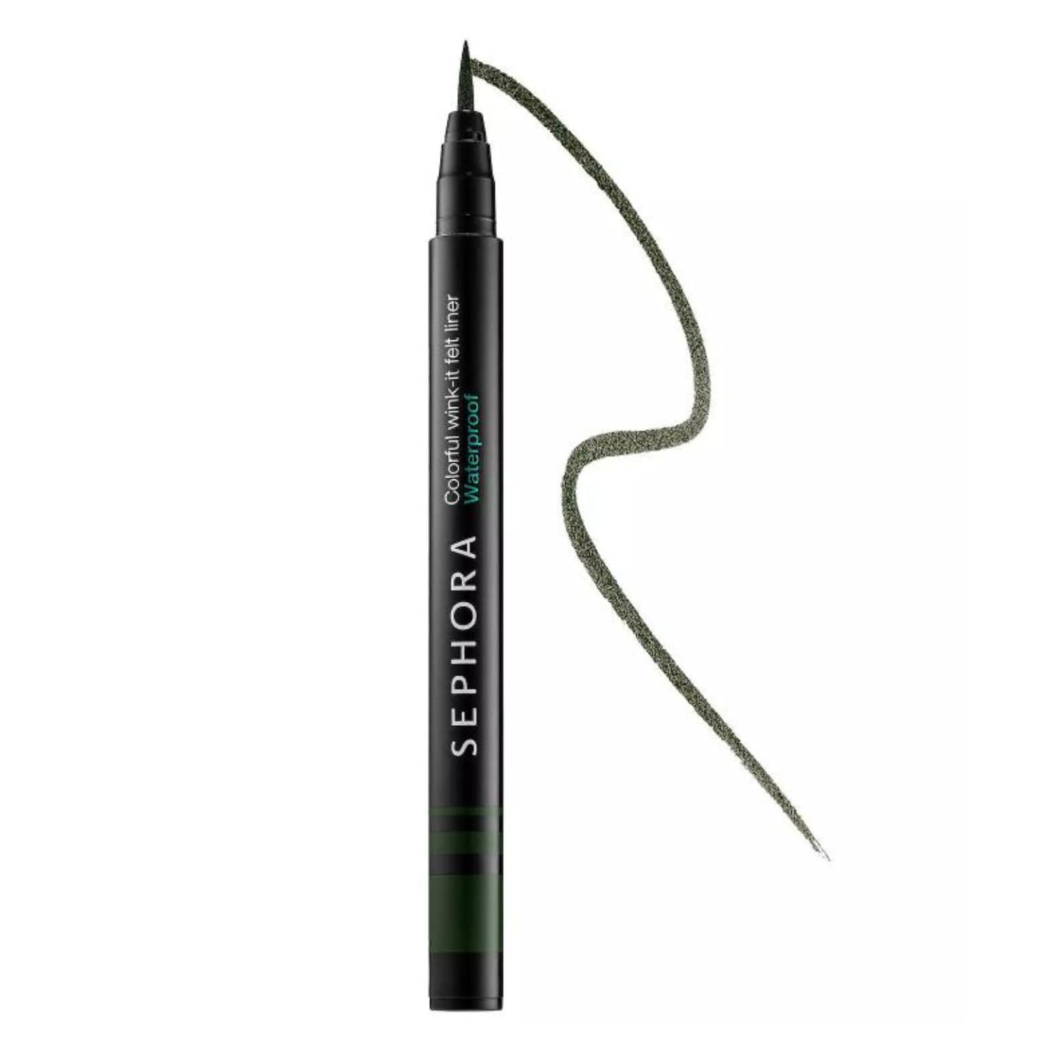 Sephora Wink-It Felt Liner Army Babe dark green for precise, long-lasting definition.
