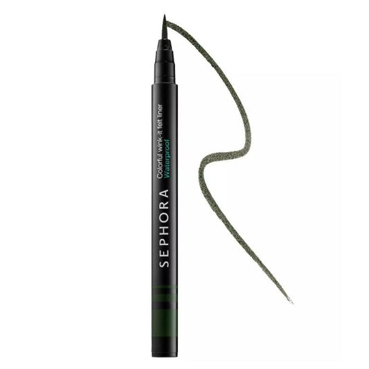 Sephora Wink-It Felt Liner Army Babe dark green for precise, long-lasting definition.