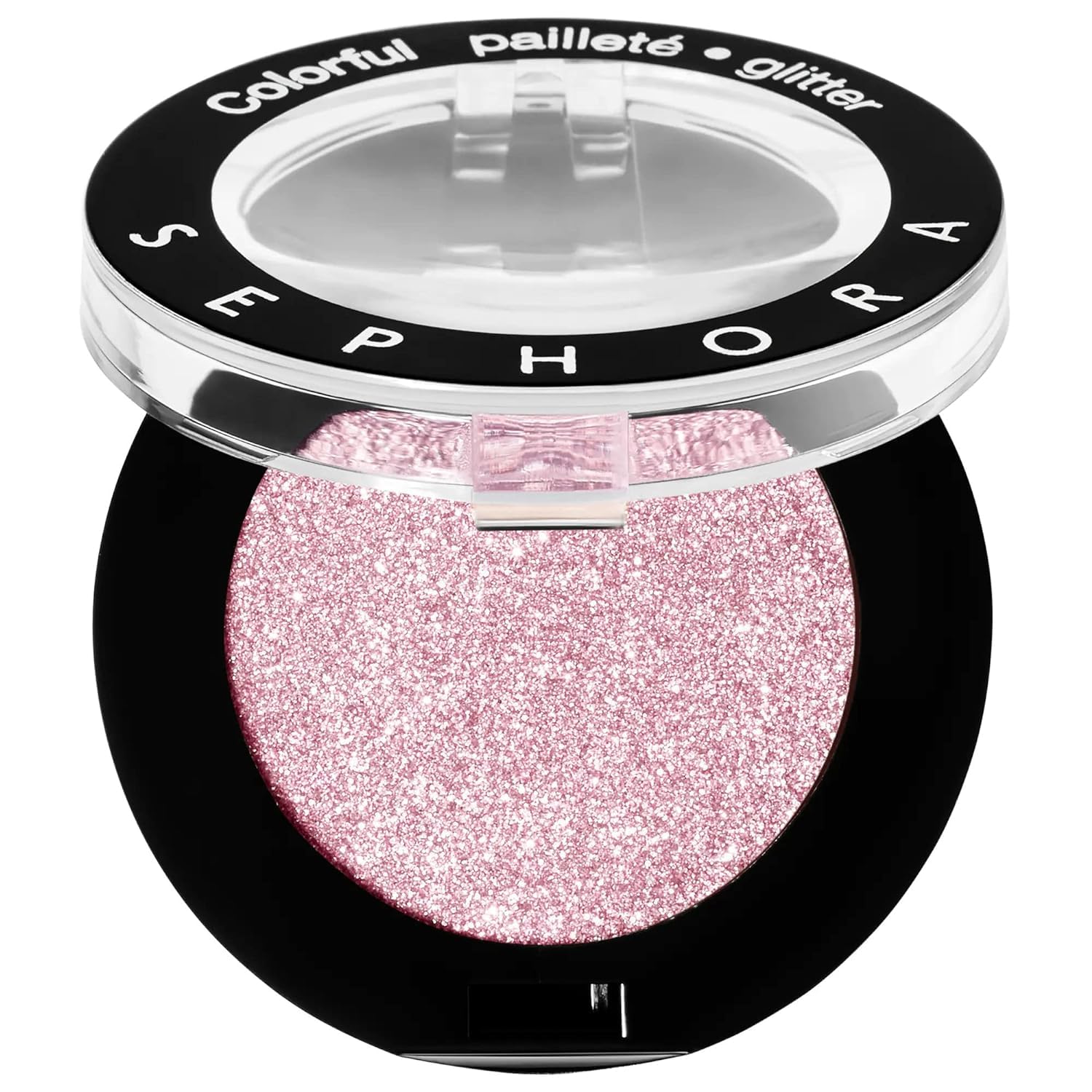 SEPHORA Colorful Eyeshadow 258 Smell of Roses swatch shows rose glitter finish for lids