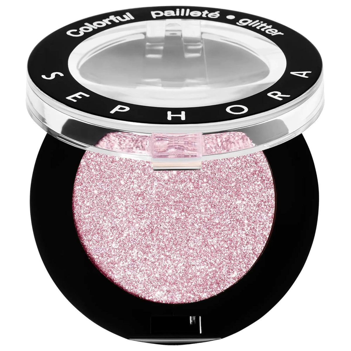 SEPHORA Colorful Eyeshadow 258 Smell of Roses swatch shows rose glitter finish for lids