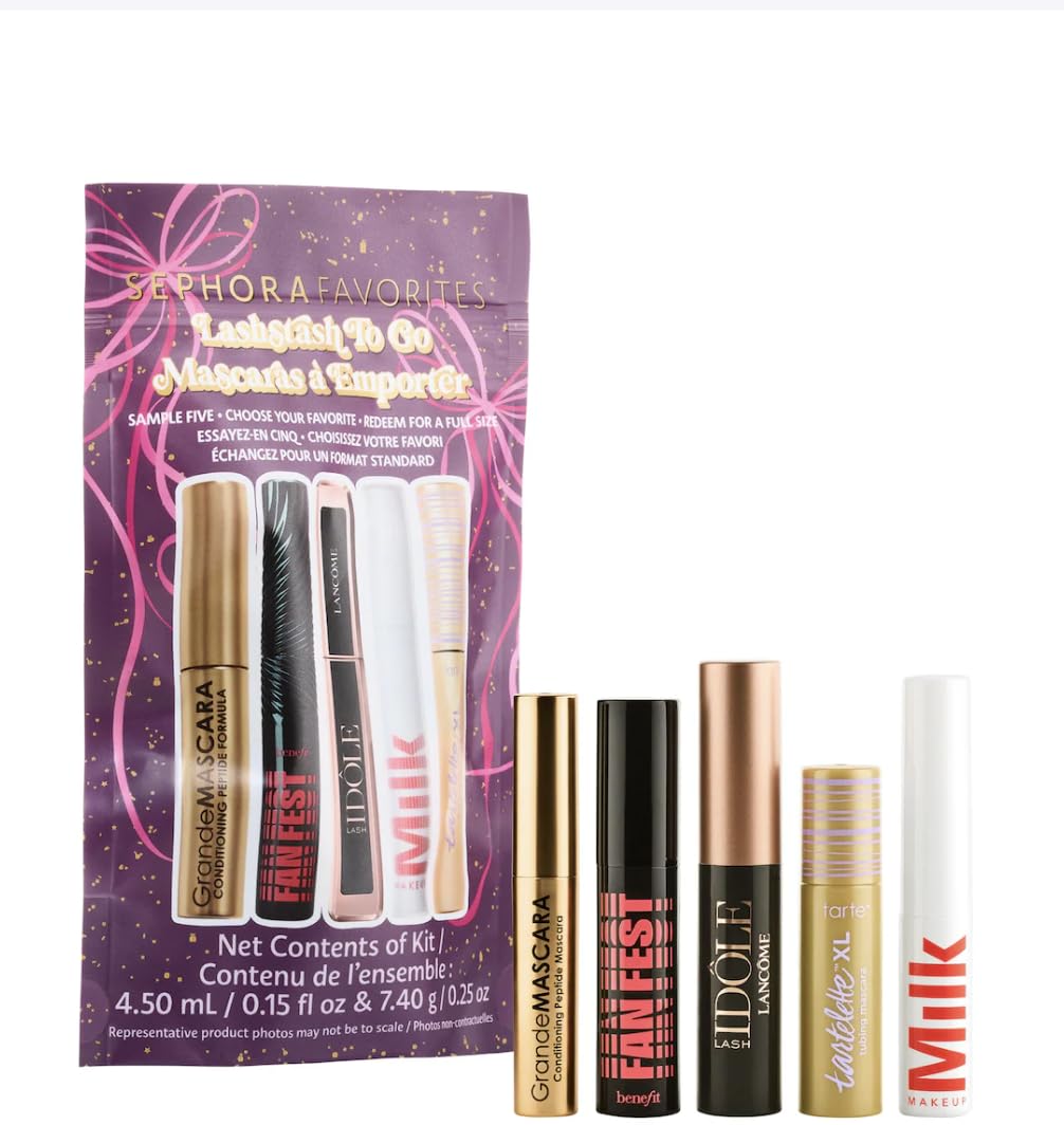 Sephora Lashstash to Go mini mascara set with five deluxe mascaras for quick on-the-go lashes