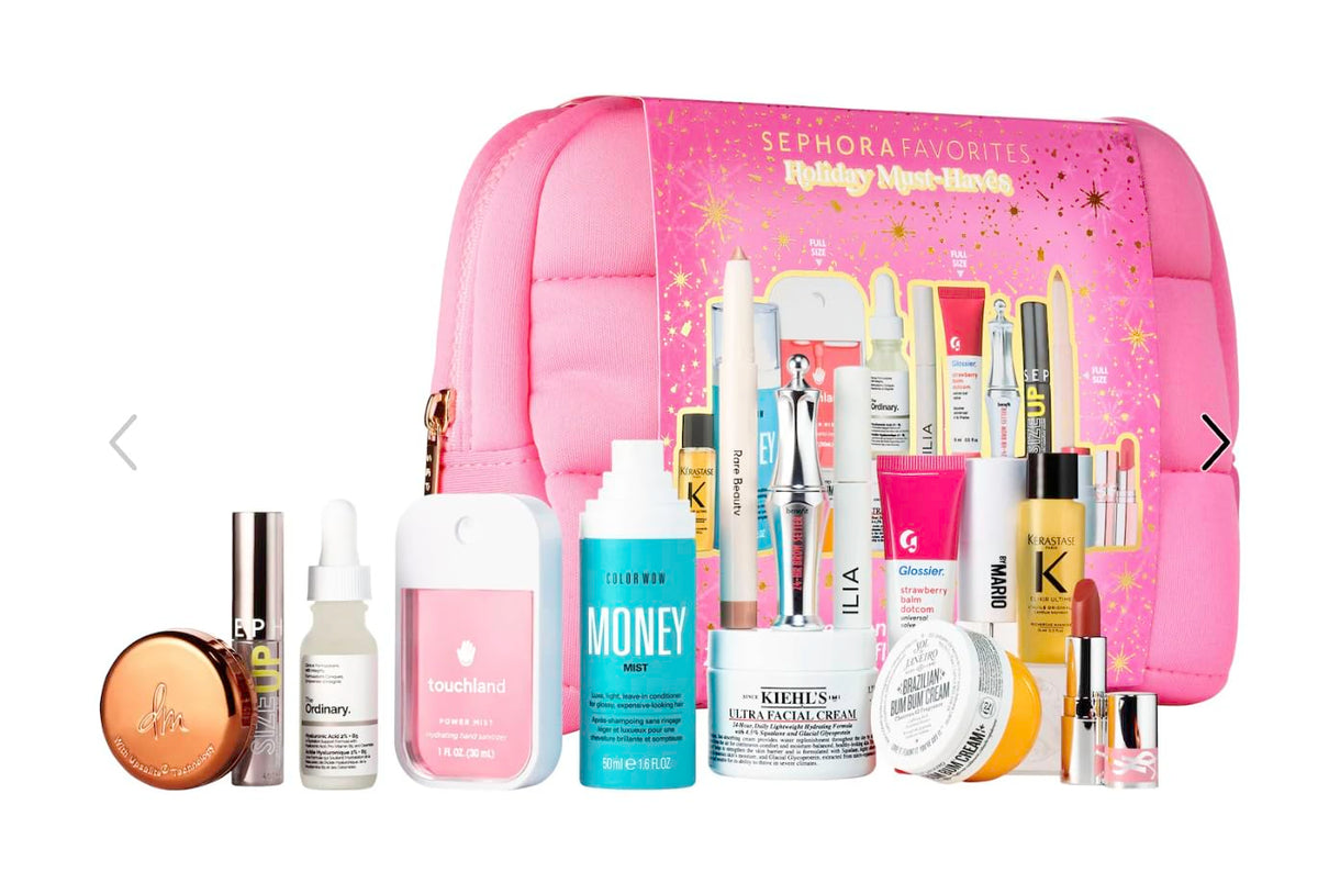 SEPHORA Favorites Holiday Must-Haves packaging display for gift-ready holiday gifting.
