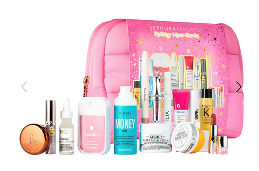 SEPHORA Favorites Holiday Must-Haves packaging display for gift-ready holiday gifting.