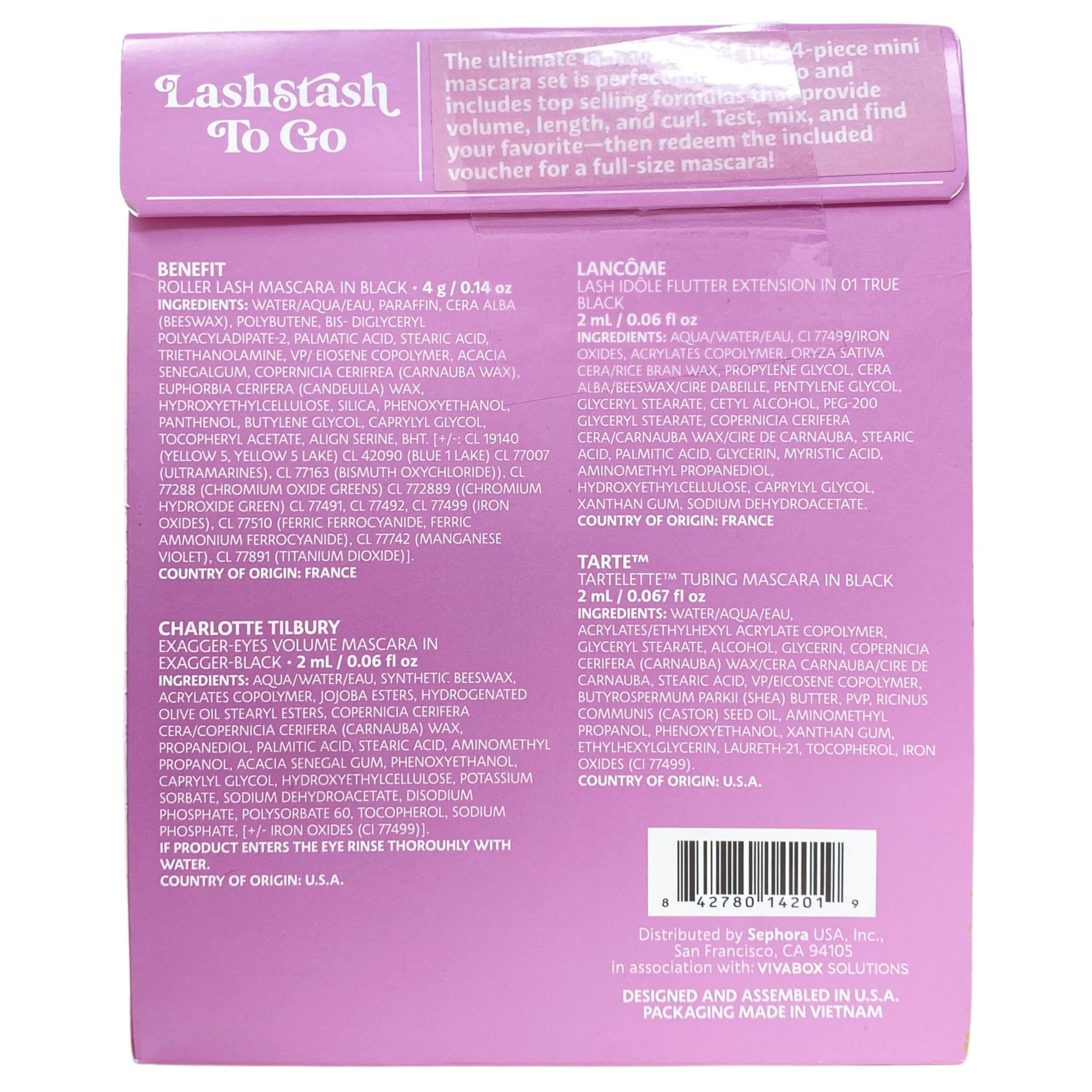 Sephora LashStash To Go Lancôme Lash Idole Flutter closeup, illustrating flutter and travel-friendly packaging.
