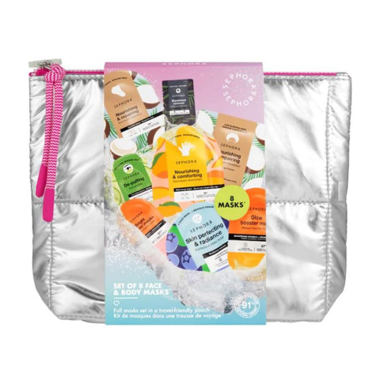 SEPHORA Moving Lights Collection: eight masks in a silver pouch for a complete at-home glow.
