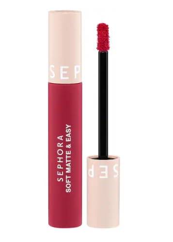 SEPHORA Soft Matte & Easy Liquid Lipstick What's The Matter swatch delivers bold fuchsia for all-day matte color.