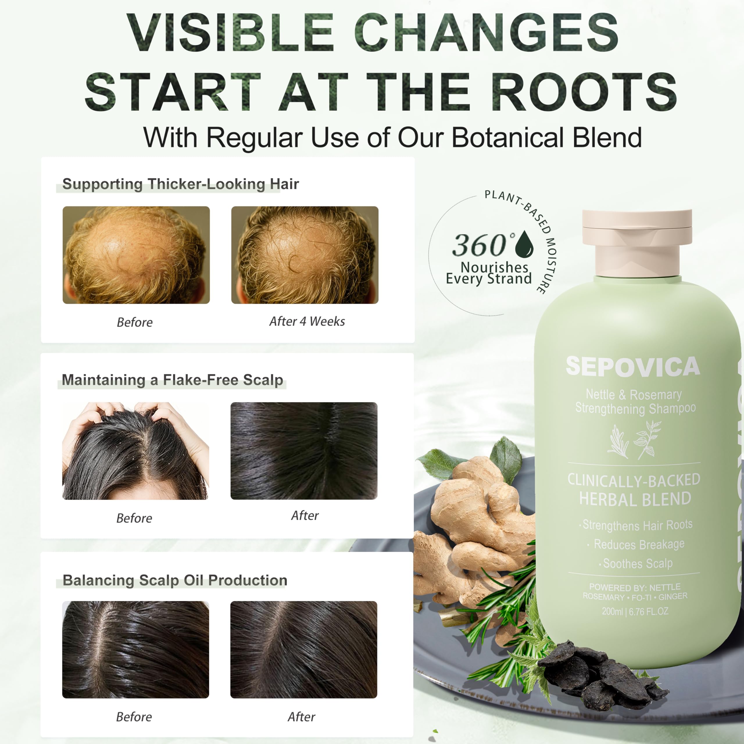Amber SEPOVICA shampoo bottle on shelf emphasizing paraben-free cleaning.
