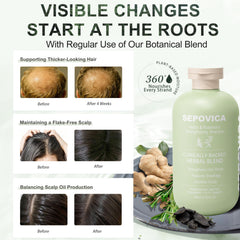 Amber SEPOVICA shampoo bottle on shelf emphasizing paraben-free cleaning.