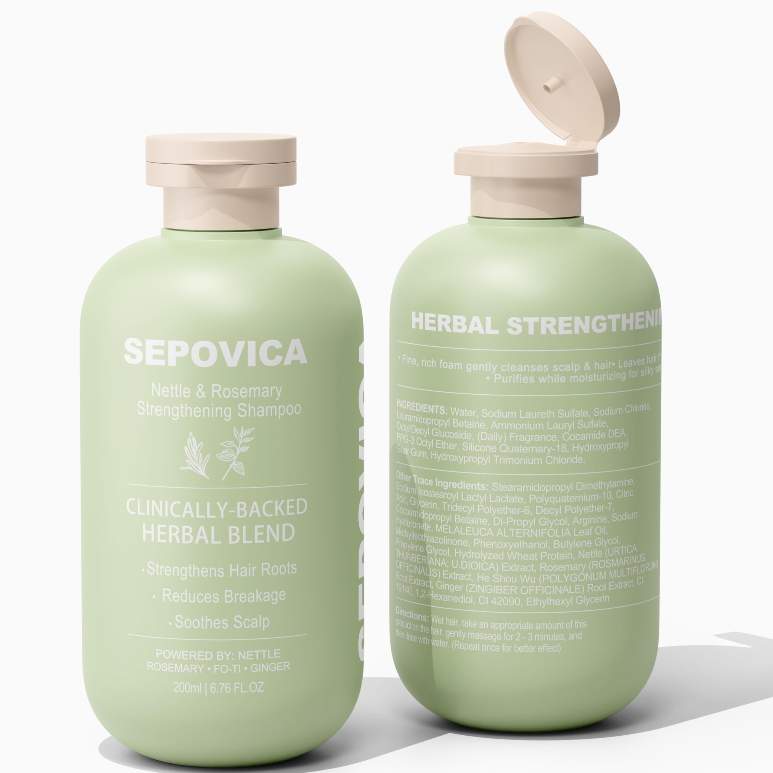 SEPOVICA shampoo bottle indicating color-safe formula for treated hair.