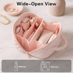 SEPSUMMER pink waterproof cosmetic organizer protects cosmetics on trips.