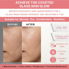 Glow-focused application of Seraphime Pink Serum for a brighter, even complexion.