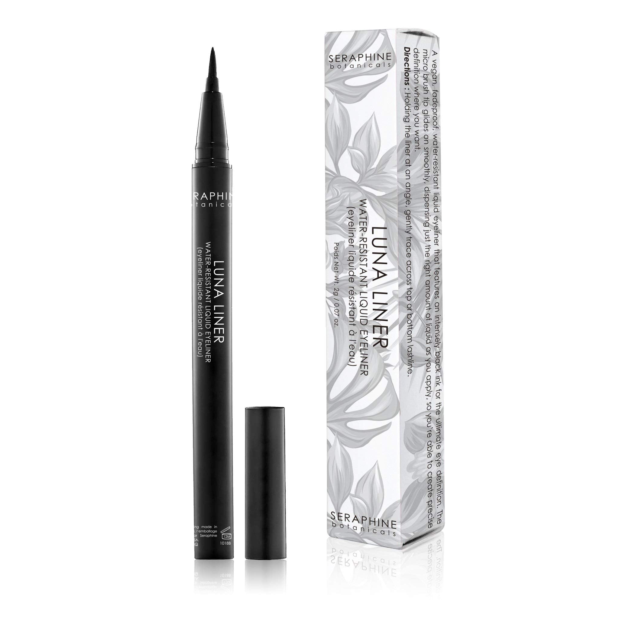 Seraphine Botanicals Luna waterproof liner with ultra-fine tip for precise, long-lasting definition.