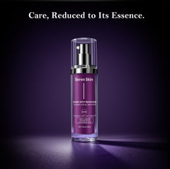 SerenSkin dark-spot remover dropper closeup shows controlled serum delivery.