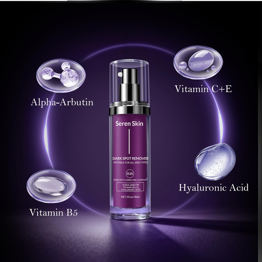 SerenSkin dark-spot remover face application targets uneven tone on the face.
