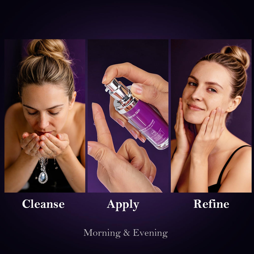 SerenSkin dark-spot remover glow finish on skin after daily use.