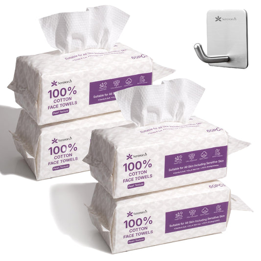Serenorch 100% cotton face towels offer gentle cleansing for sensitive skin.