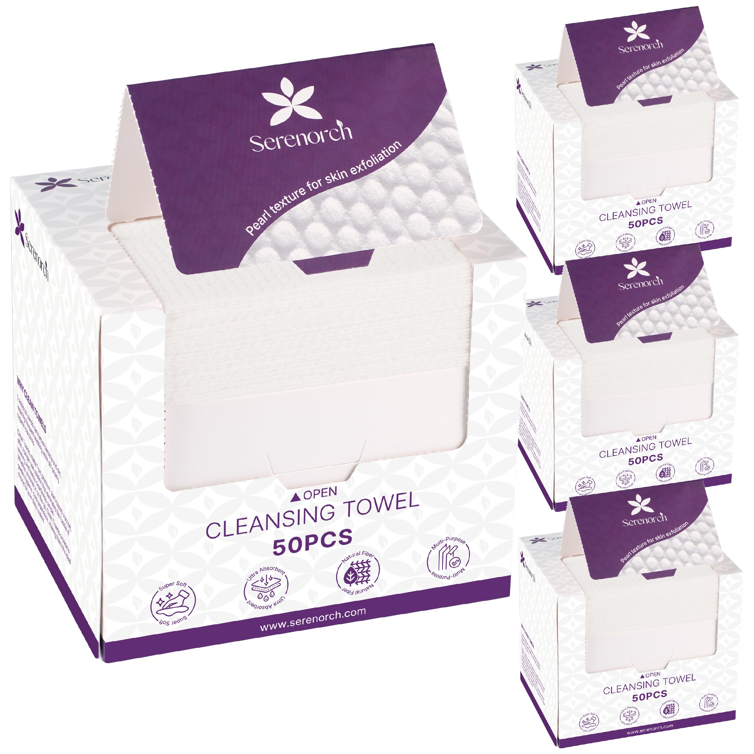 Serenorch disposable face towels 10x12 inches for comprehensive cleansing.