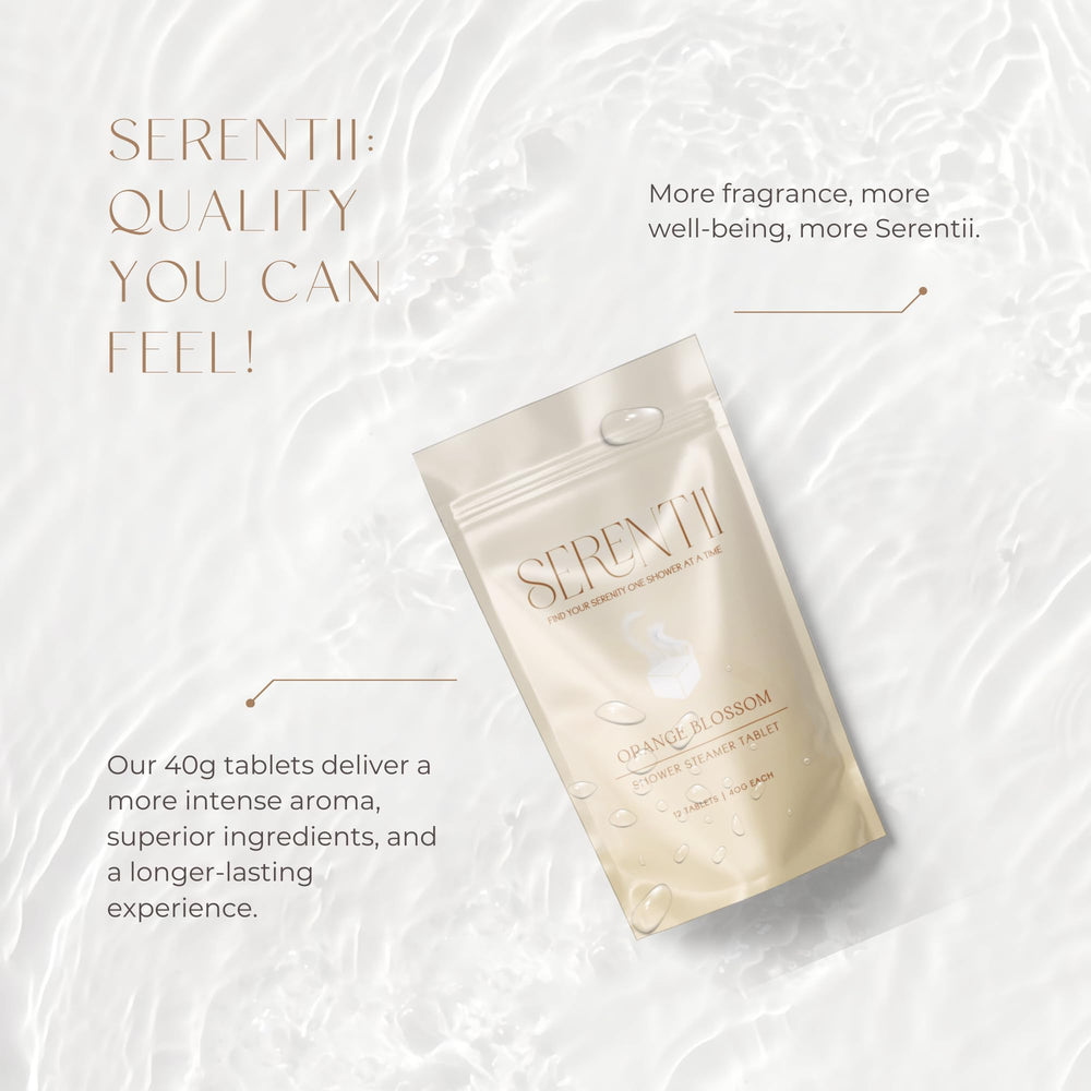 Serentii Orange Blossom steamer in bathroom creates a calming ritual.